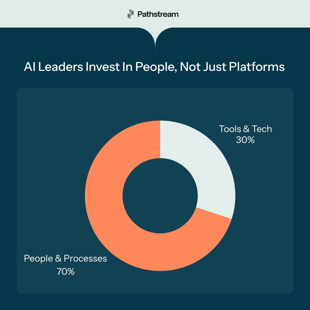 Pie chart representing the investment in people over tech platforms.